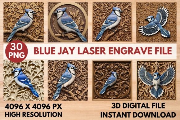 3D Blue Jay Laser Engrave File