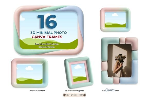 3D Minimal Canva Photo Frames Bundle