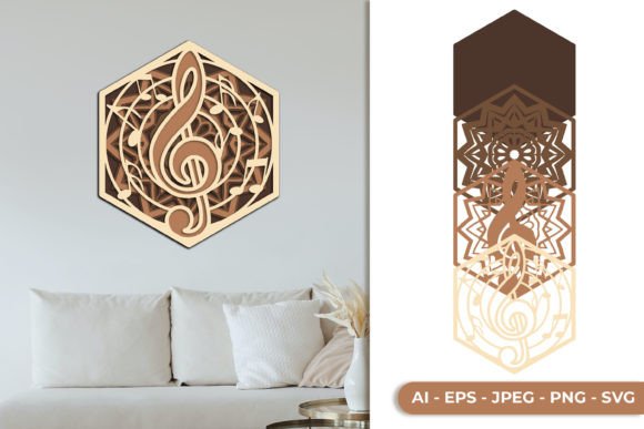 3D Music Notes Layered Laser Cut
