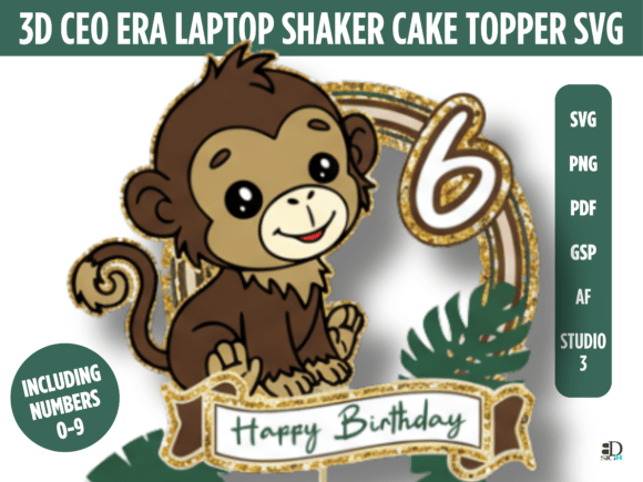 3D Safari Monkey Shaker Cake Topper: Turn Every Milestone Into a Masterpiece