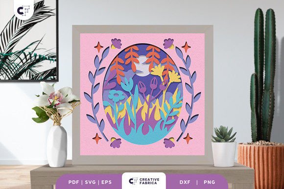 Beautiful Meadow 3D Shadow Box Paper Cut