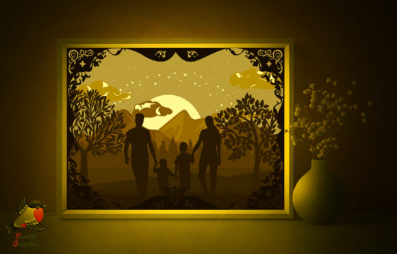 Family Mother s Day 3D Light Box Template