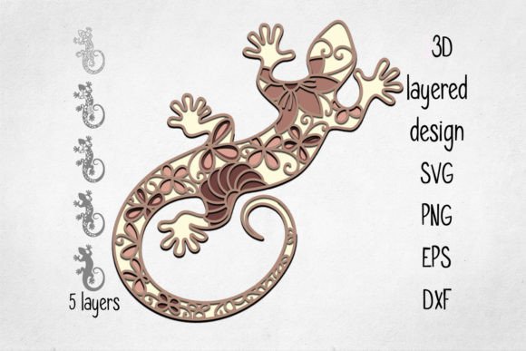 Lizard 3D Layered SVG for Creative Projects