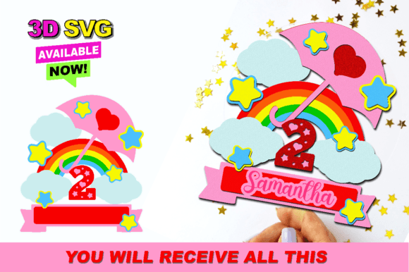 Rainbow Cake Topper 3D SVG: A Versatile Design for Creative Projects
