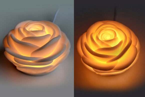 Rosa Flower LED Night Light 3D Print