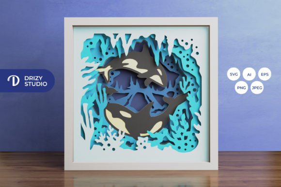 Swimming Orca 3D Shadow Box Paper Cut: A Creative and Detailed Art Project